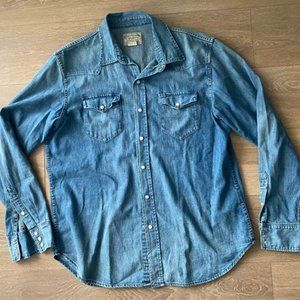 Polo Ralph Lauren Men's Vintage Denim Shirt with Ivory Buttons - XL